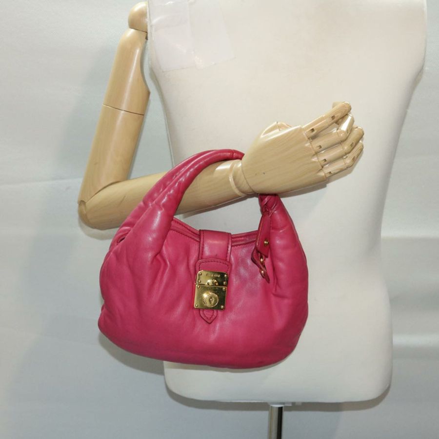 【日本直送】Miu Miu 手提包 皮革 粉紅色 金色 正品 am4820-22