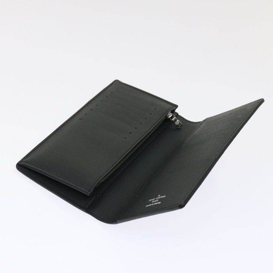 【日本直送】LOUIS VUITTON Taiga 皮革 Portefeuille Braza 皮夾 黑色 M30285 LV 正品 49939A-8