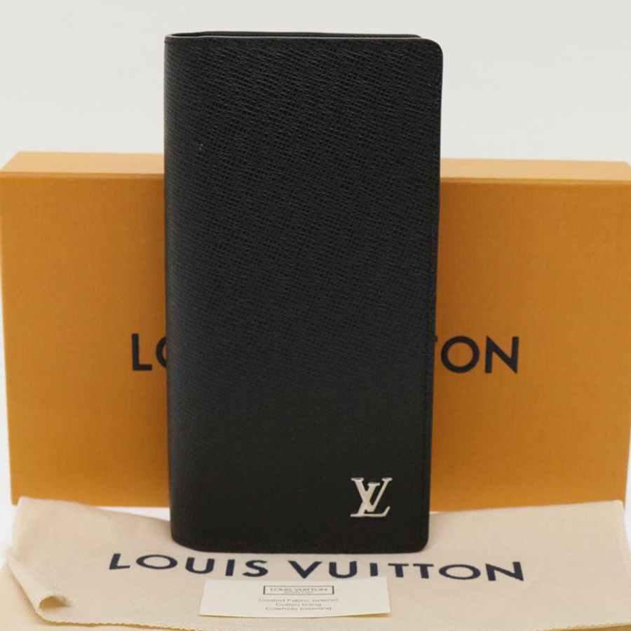 【日本直送】LOUIS VUITTON Taiga 皮革 Portefeuille Braza 皮夾 黑色 M30285 LV 正品 49939A-11