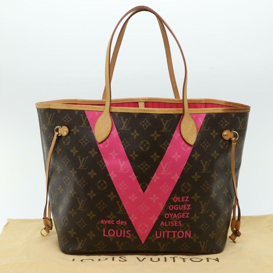 【日本直送】路易威登 Monogram V line Neverfull MM 手提包 粉紅色 M41602 LV Auth am4905-21
