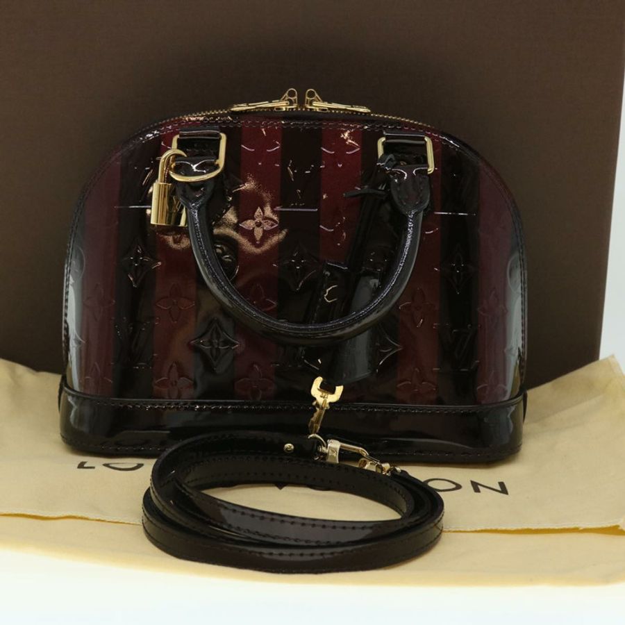 【日本直送】路易威登 Monogram Vernis Rayure Alma BB 包 Amarante M91700 LV 正品 51268A-11