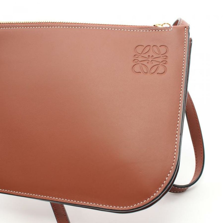 【日本直送】 LOEWE LOEWE GATE DOUBLE ZIP POUCH GATE 雙拉鍊 真皮小袋肩包 棕色-5