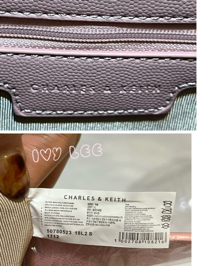 CHARLES&KEITH小香風 少女粉 小CK菱格金鏈條時尚女包手提包 肩背包 近新二手精品-11