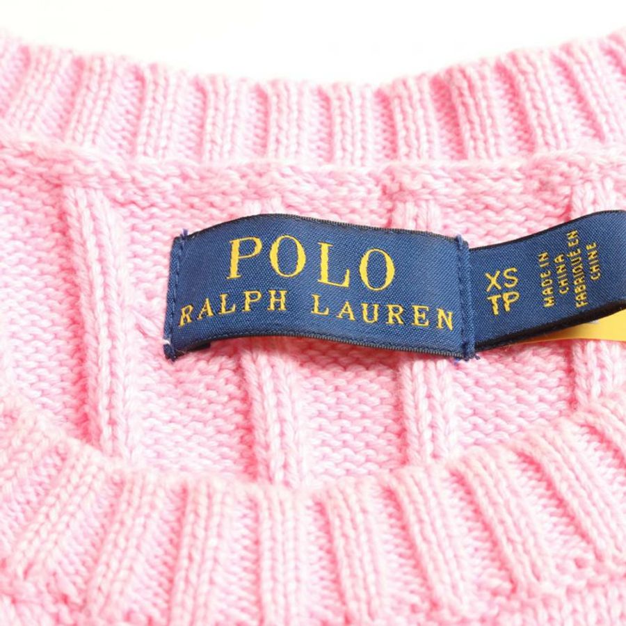 【日本直送】 Polo Ralph Lauren 馬球 拉爾夫 勞倫 針織衫 短袖 棉布 淺粉紅色 編織花呢-2
