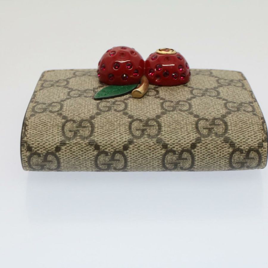 【日本直送】GUCCI GG 帆布櫻桃木錢包 PVC 皮革米色 476050 正品 th3983-5