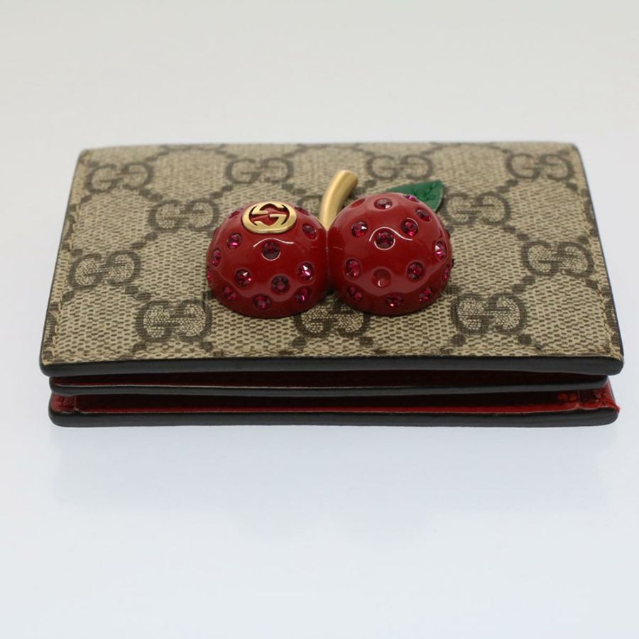 【日本直送】GUCCI GG 帆布櫻桃木錢包 PVC 皮革米色 476050 正品 th3983-6