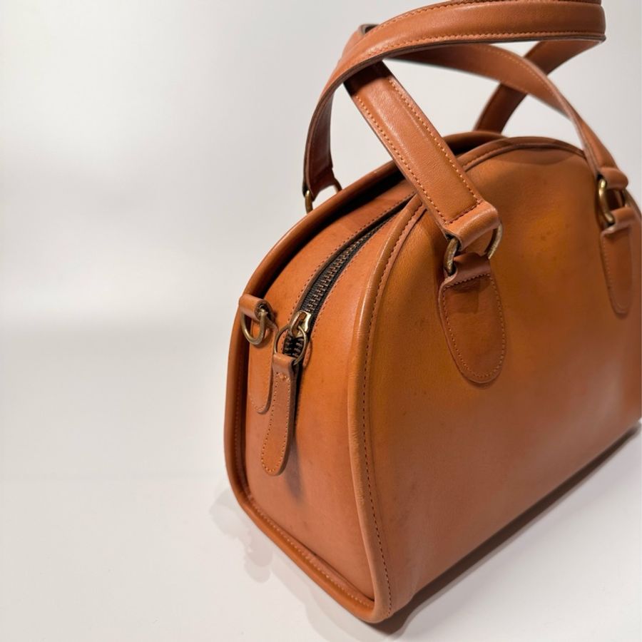 coach vintage 日本二手 中古復古古董 焦糖棕色 厚磅皮革 半月包 側背包 肩背包-2