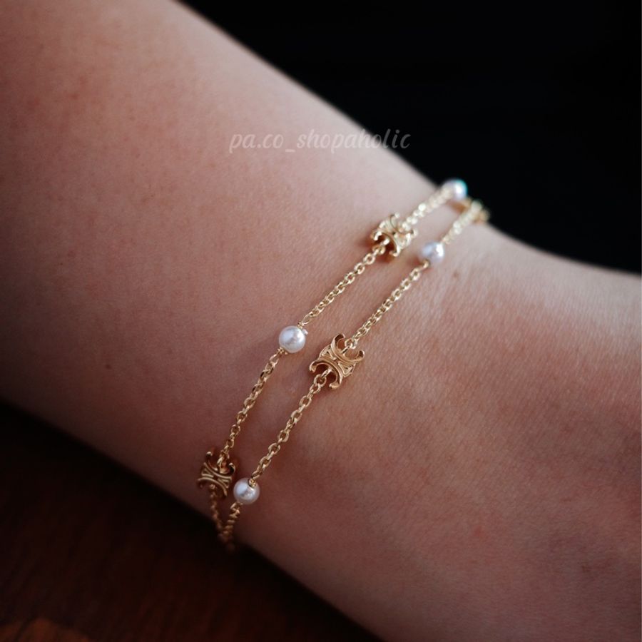 Celine 凱旋珍珠雙圈手鍊 Triomphe Pearl Double Bracelet-3
