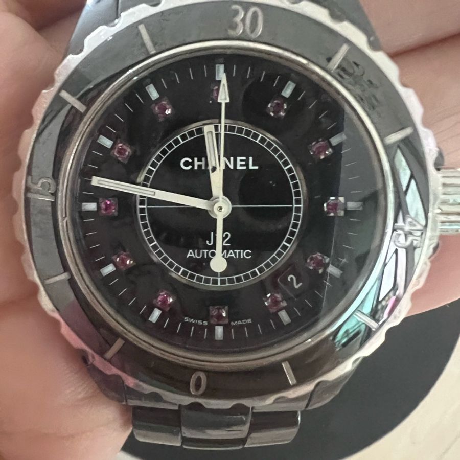 Chanel J12二手保証專櫃正品H1634紅寶石38mm自動錶,九成新-11