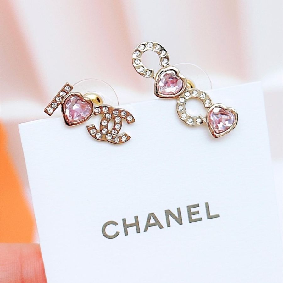 香奈兒CHANEL 22b粉色愛心coco水鑽耳環-0