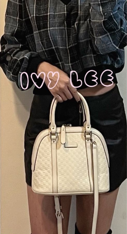 GUCCI 古馳(已售出)449654 經典Guccissima 壓紋 手提/斜背 兩用貝殼包 經典白色 二手精品-32