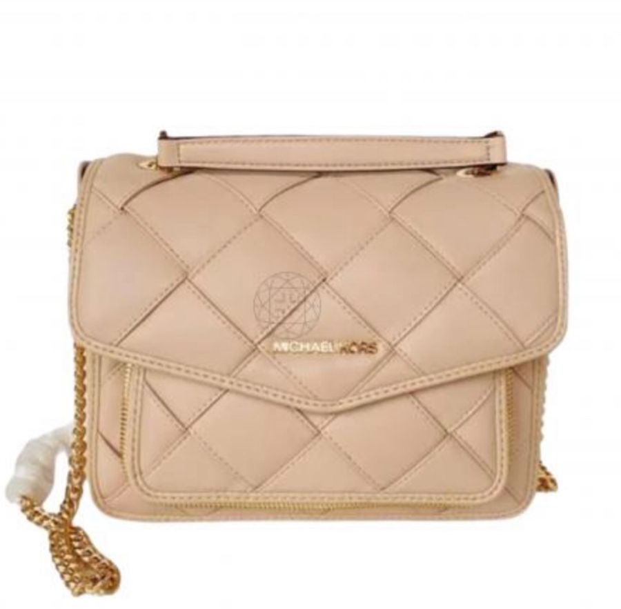 Michael Kors REGINA 編織全皮方鏈包 (奶茶色)-1
