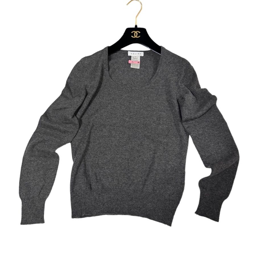 🍒CELINE鐵灰色圓領毛衣 size:L / 2F231119-1-1