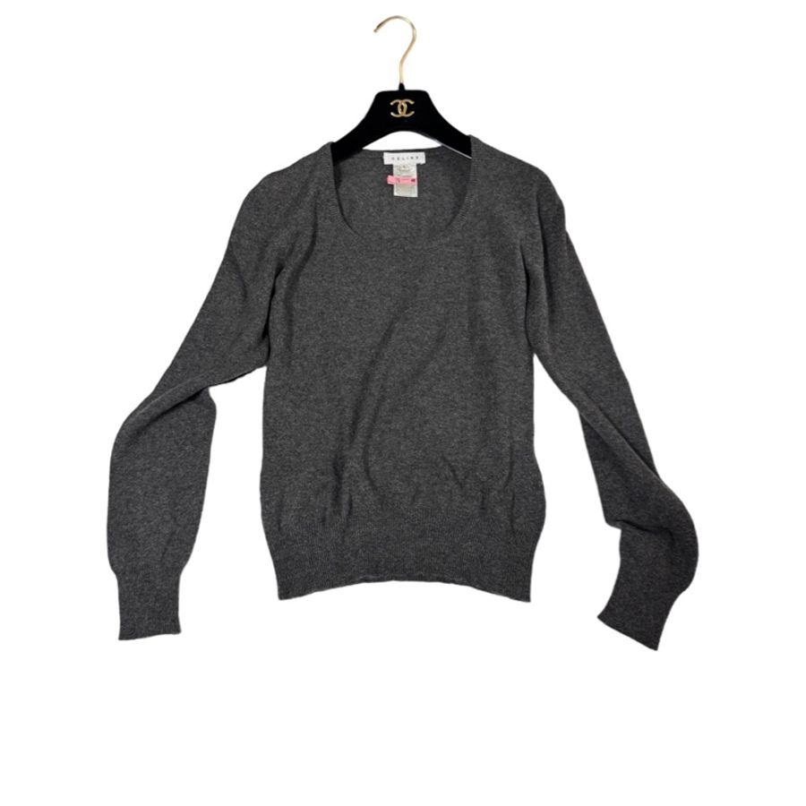 🍒CELINE鐵灰色圓領毛衣 size:L / 2F231119-1-2