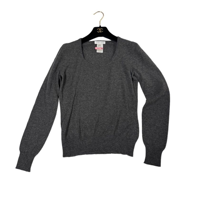 🍒CELINE鐵灰色圓領毛衣 size:L / 2F231119-1-4