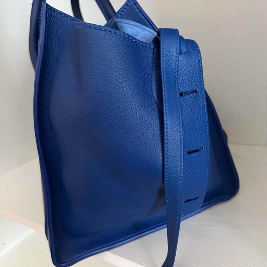 ［二手CÉLINE］經典笑臉包Small Luggage（寶藍色）-5