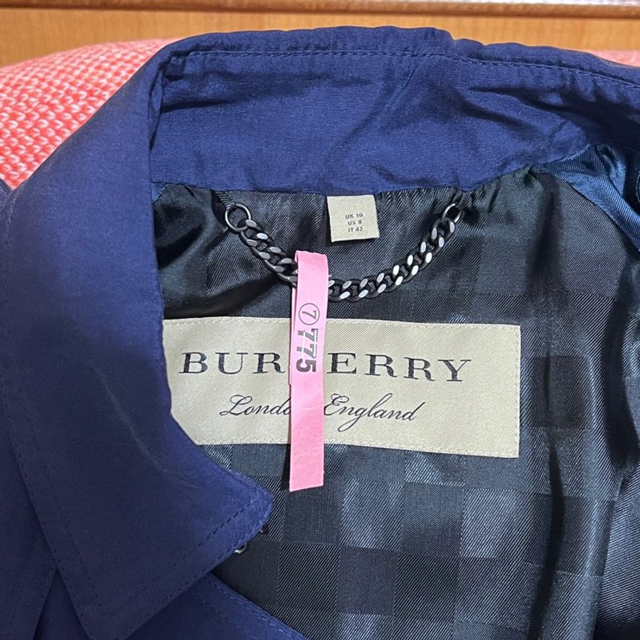 Burberry 全絲長風衣UK10號-0