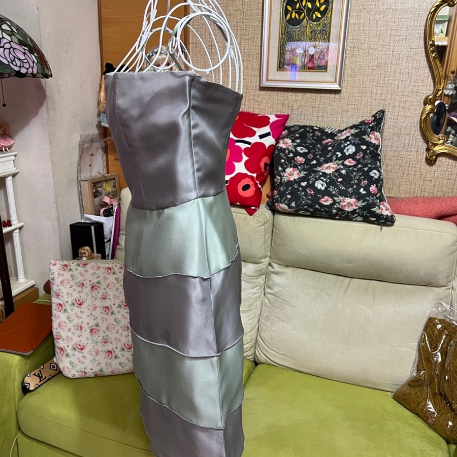 Armani 烏干紗平口洋裝44號-2