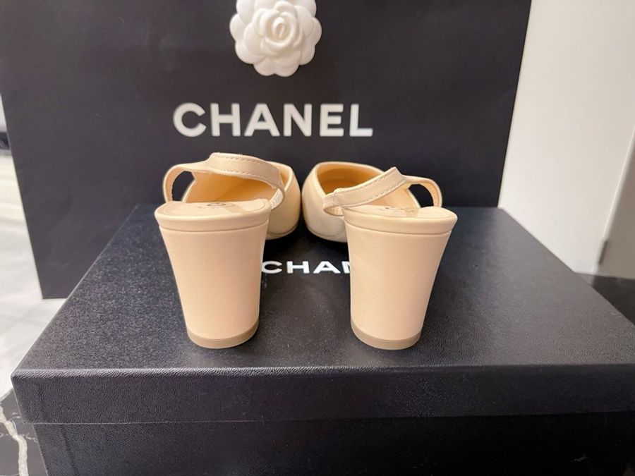 Chanel sling back 裸色 顯腿長 跟鞋 全新~-3