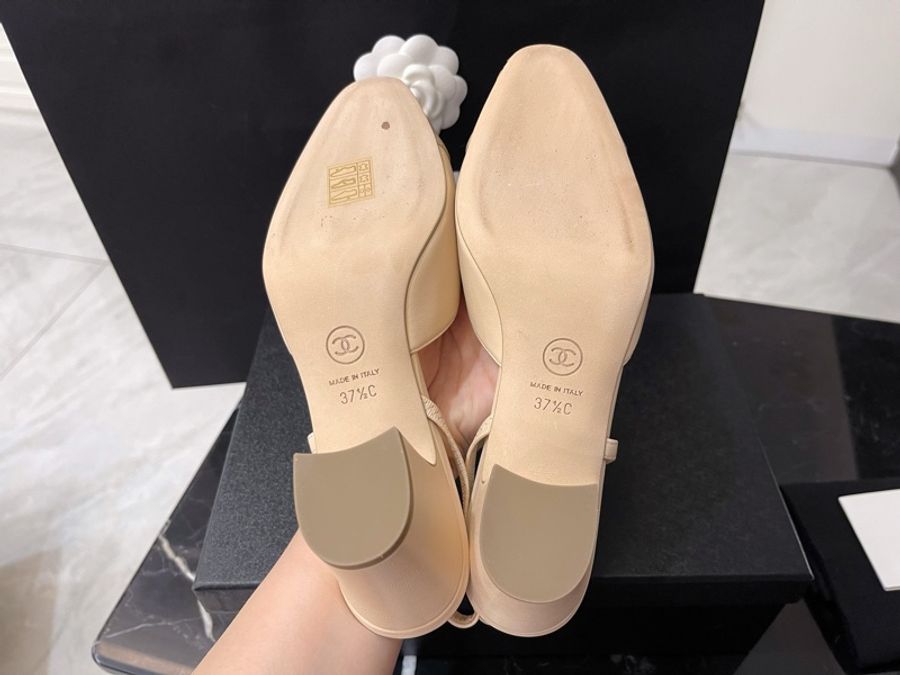 Chanel sling back 裸色 顯腿長 跟鞋 全新~-5