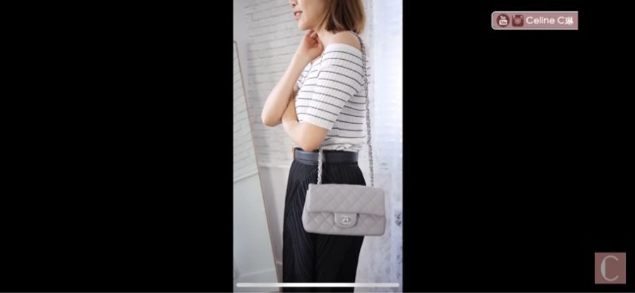 Chanel coco20 21b高級灰 羊皮銀扣-4