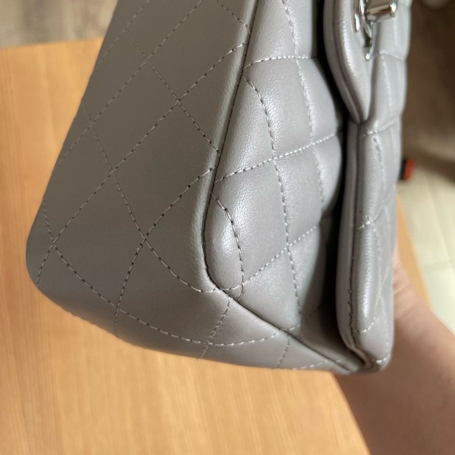Chanel coco20 21b高級灰 羊皮銀扣-15