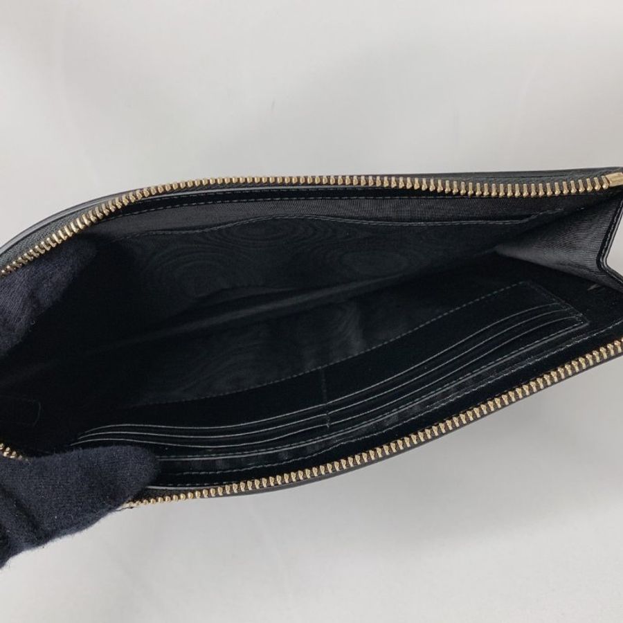 GUCCI 燙金Logo黑色皮革手拿包-7