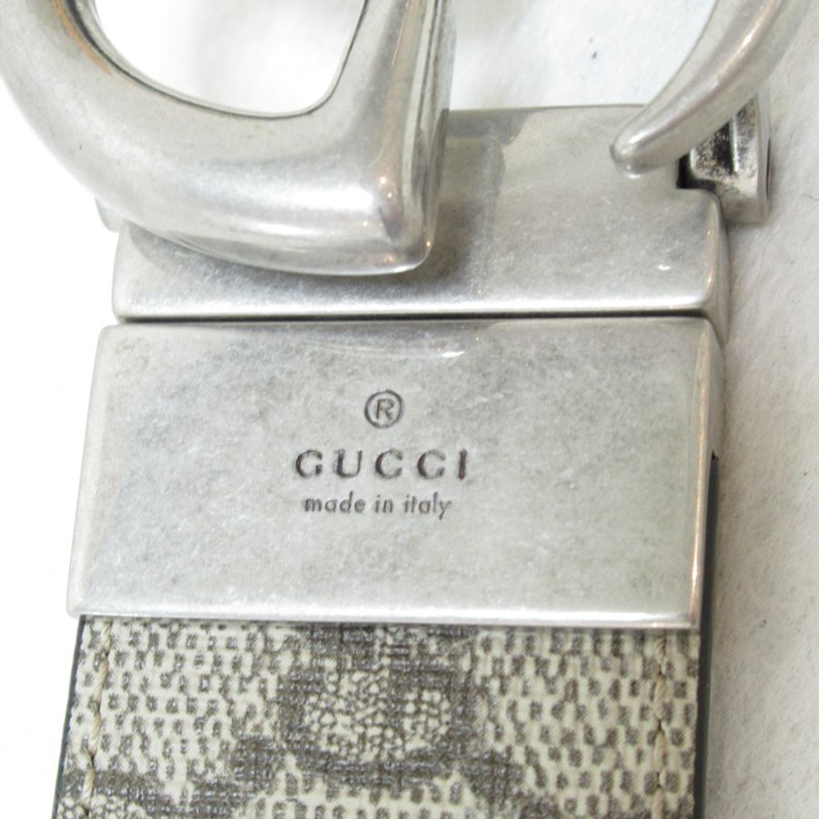 【日本直送】GUCCI 雙 G 雙面腰帶 皮帶 62705592TIN976995 帆布 GG Supreme 帆布米色烏木全新男裝-4