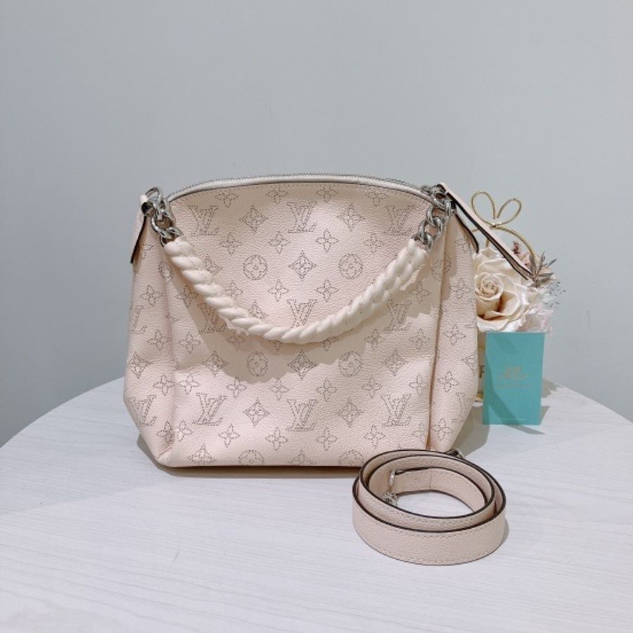 LOUIS VUITTON 牛皮手提包斜挎包 淺粉紅色BABYLONE CHAIN BB MAHINA CALF SKIN-0