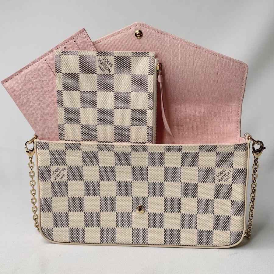 LV Félicie Pochette白棋盤三合一鏈包-6