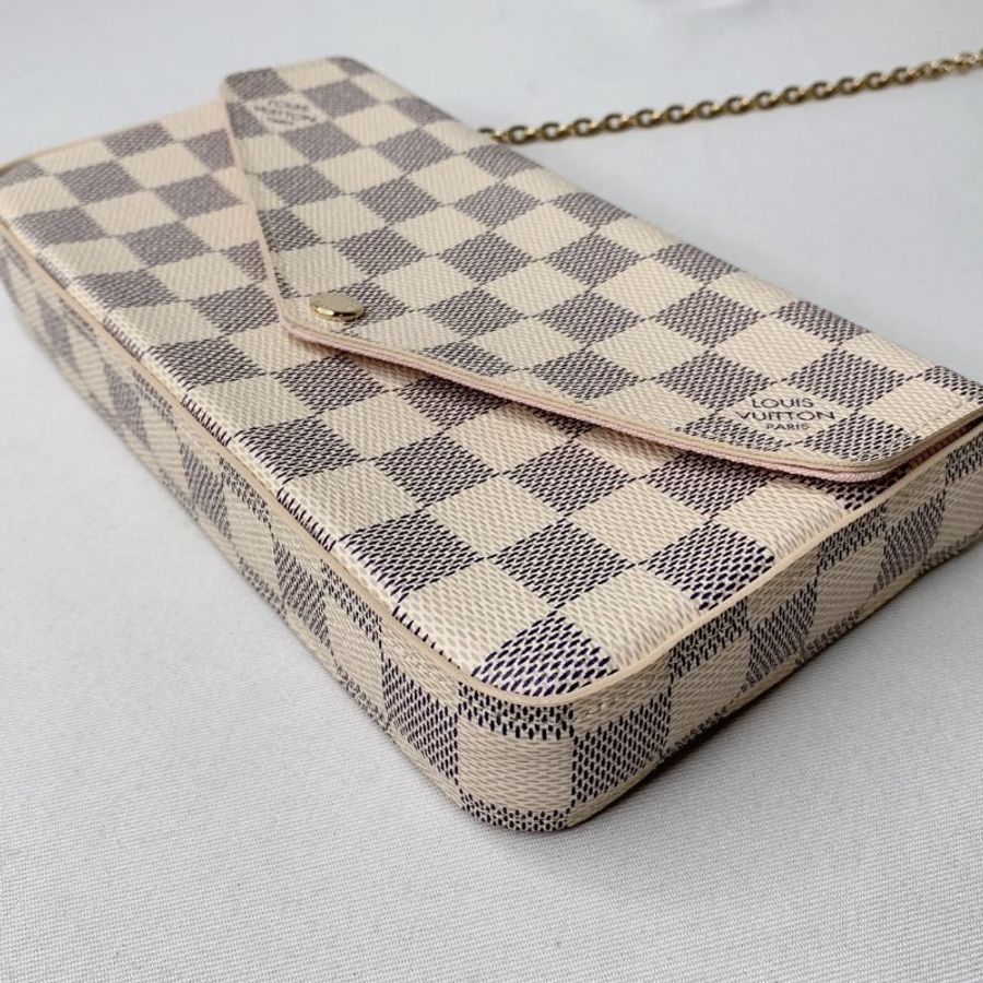 LV Félicie Pochette白棋盤三合一鏈包-14