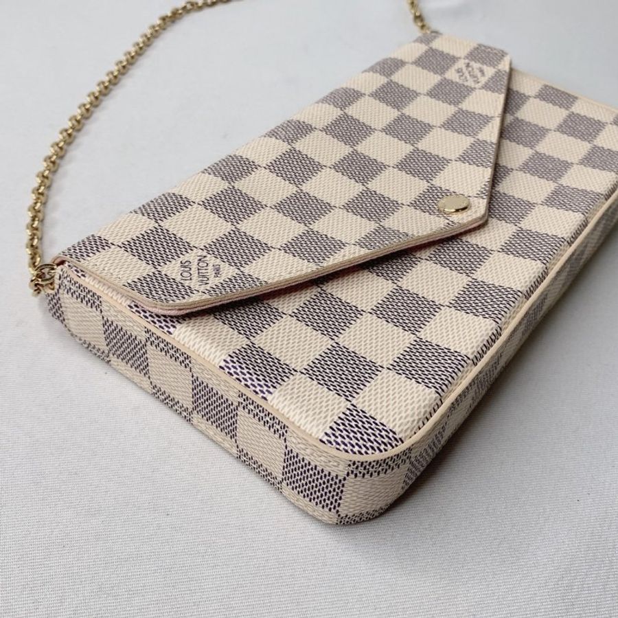LV Félicie Pochette白棋盤三合一鏈包-15
