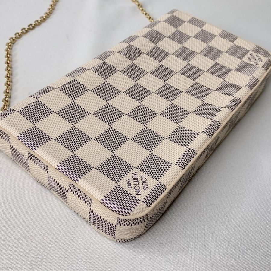 LV Félicie Pochette白棋盤三合一鏈包-17