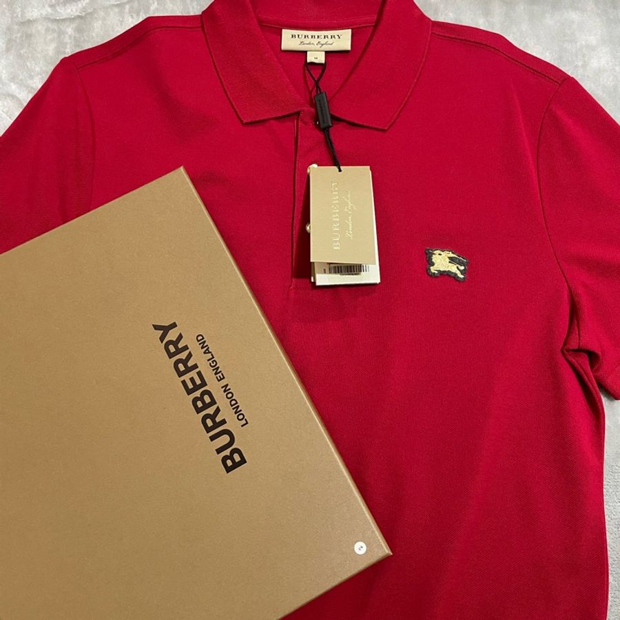 Burberry polo衫 (硬質金戰馬LOGO) 紅/M號-1
