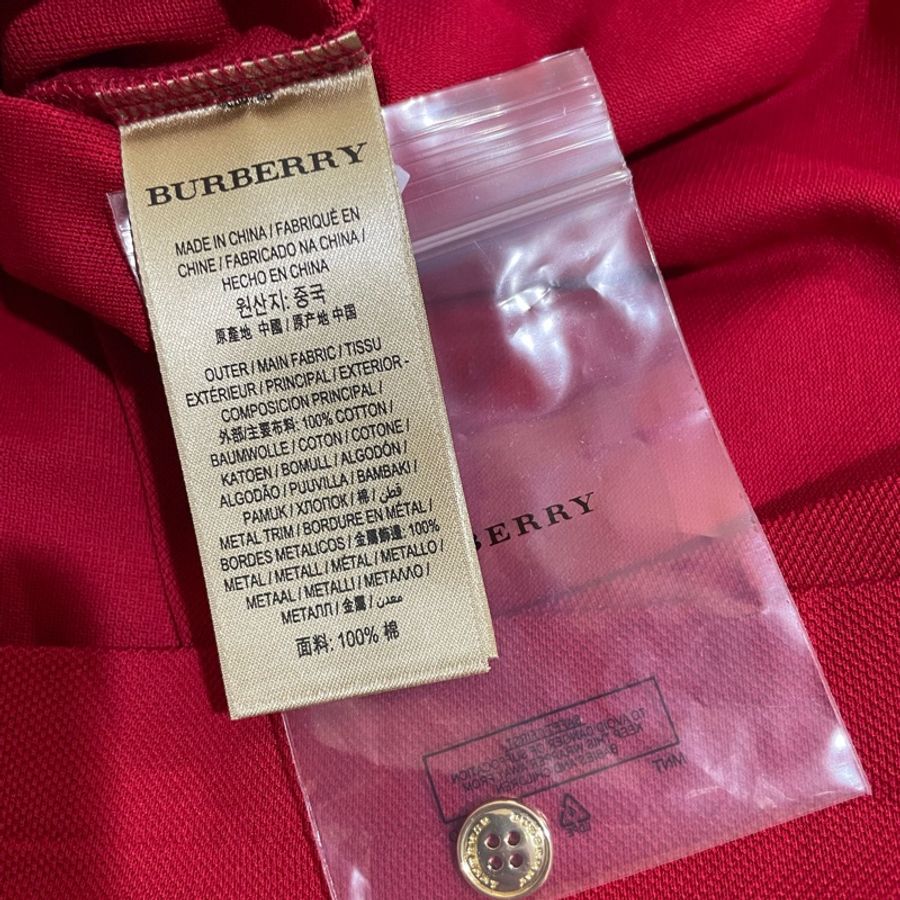 Burberry polo衫 (硬質金戰馬LOGO) 紅/M號-4