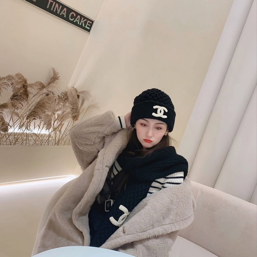 可預購) Chanel 香奈兒 #加厚款 毛帽 冷帽 黑底白字 喀什米爾羊毛 台灣購證🇹🇼-2