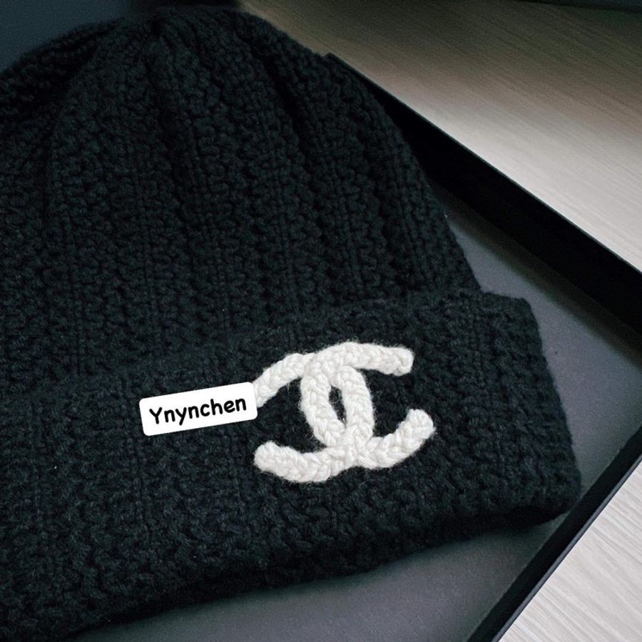 可預購) Chanel 香奈兒 #加厚款 毛帽 冷帽 黑底白字 喀什米爾羊毛 台灣購證🇹🇼-7