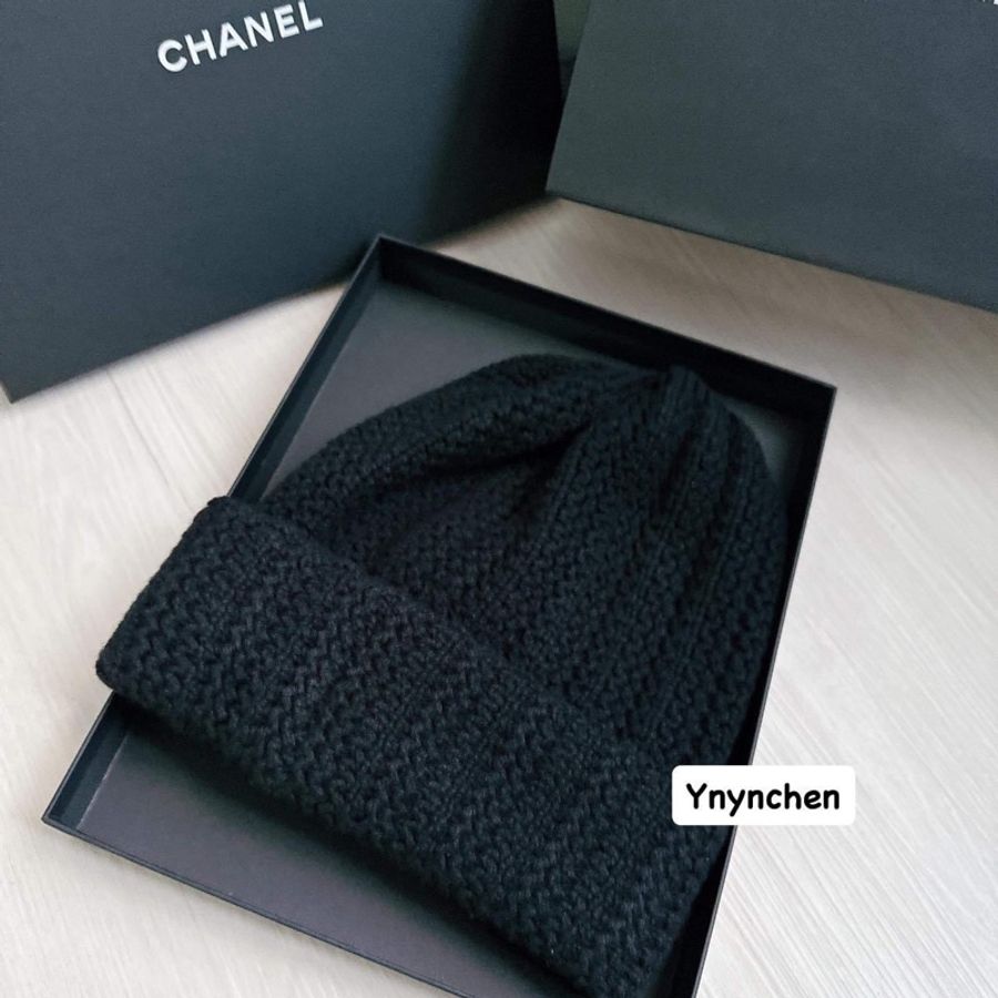 可預購) Chanel 香奈兒 #加厚款 毛帽 冷帽 黑底白字 喀什米爾羊毛 台灣購證🇹🇼-9