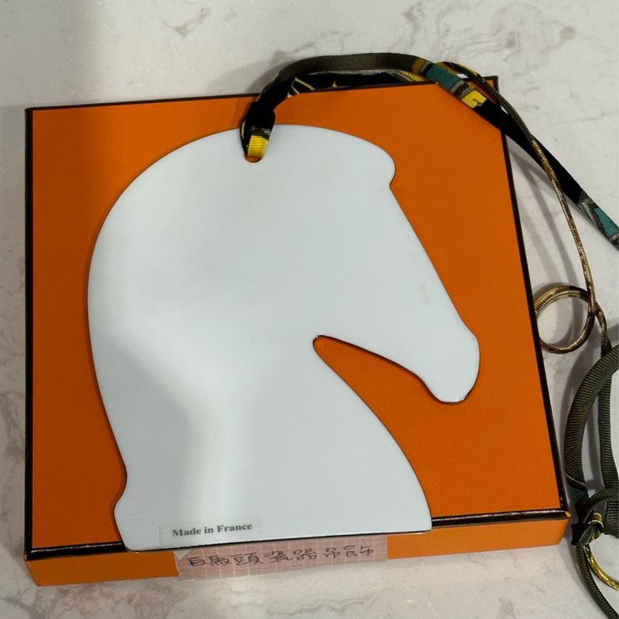 Hermes 愛馬仕 馬頭陶磁款包包吊飾(瓷白色)-4