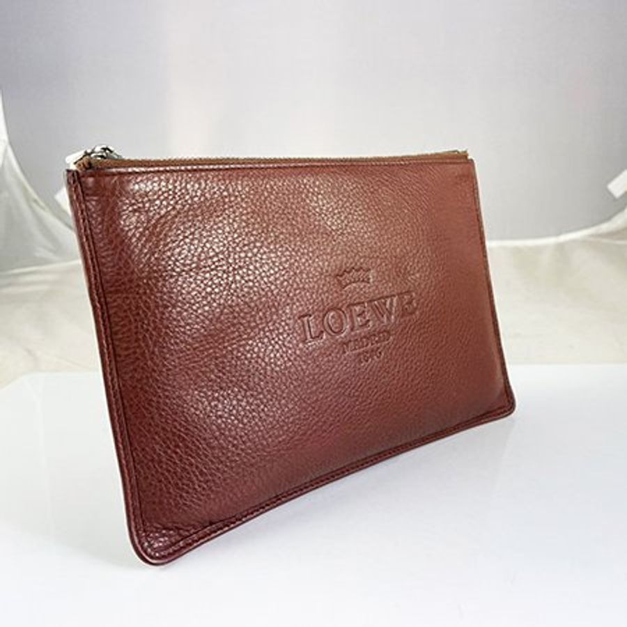 ★已售出★ LOEWE 咖啡色牛皮萬用袋-1