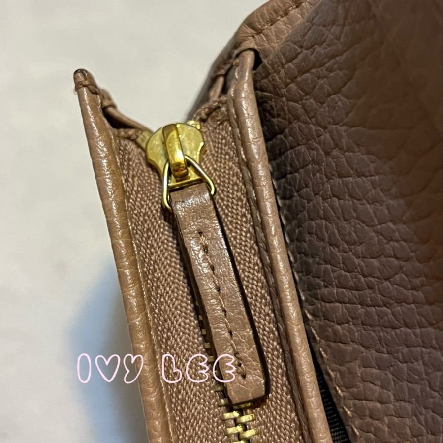 GUCCI 古馳 經典金屬雙G LOGO荔枝紋牛皮萬用信用卡/短夾 456126 粉膚色 二手精品-6