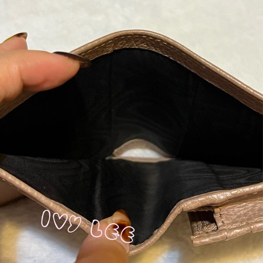 GUCCI 古馳 經典金屬雙G LOGO荔枝紋牛皮萬用信用卡/短夾 456126 粉膚色 二手精品-7