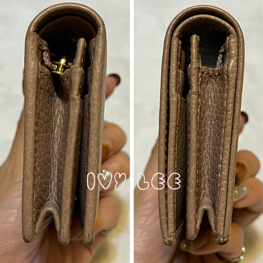 GUCCI 古馳 經典金屬雙G LOGO荔枝紋牛皮萬用信用卡/短夾 456126 粉膚色 二手精品-11