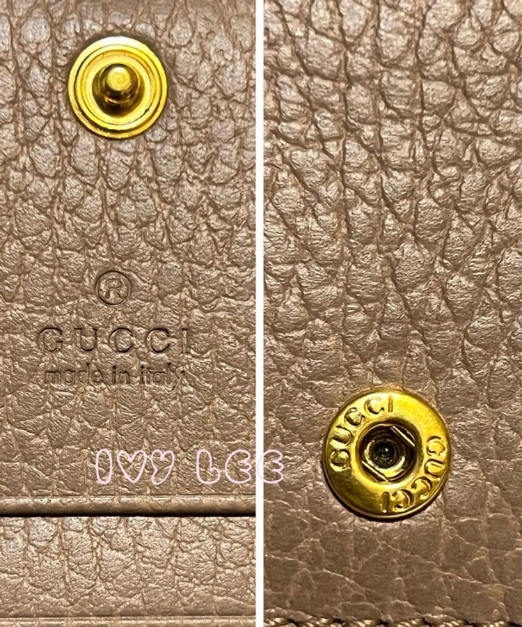 GUCCI 古馳 經典金屬雙G LOGO荔枝紋牛皮萬用信用卡/短夾 456126 粉膚色 二手精品-12