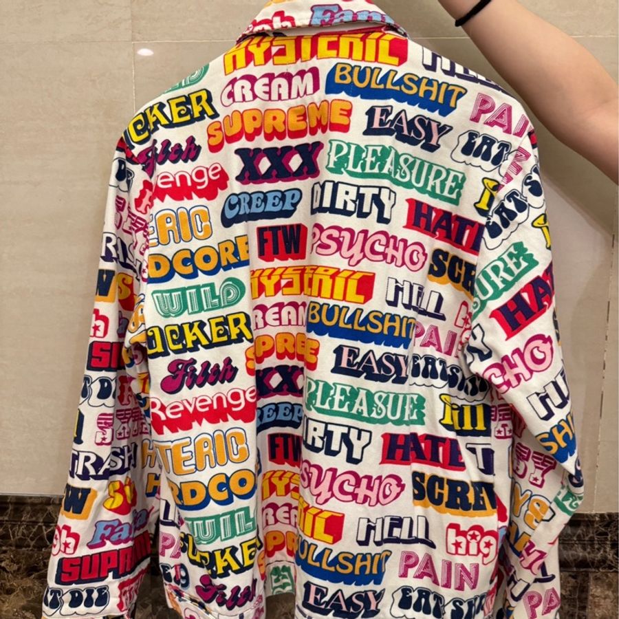 [絕版聯名] Supreme x Hysteric Glamour 限量版跨界聯名 九成新 文字圖案牛仔外套 ＃實穿收藏兩相宜-4