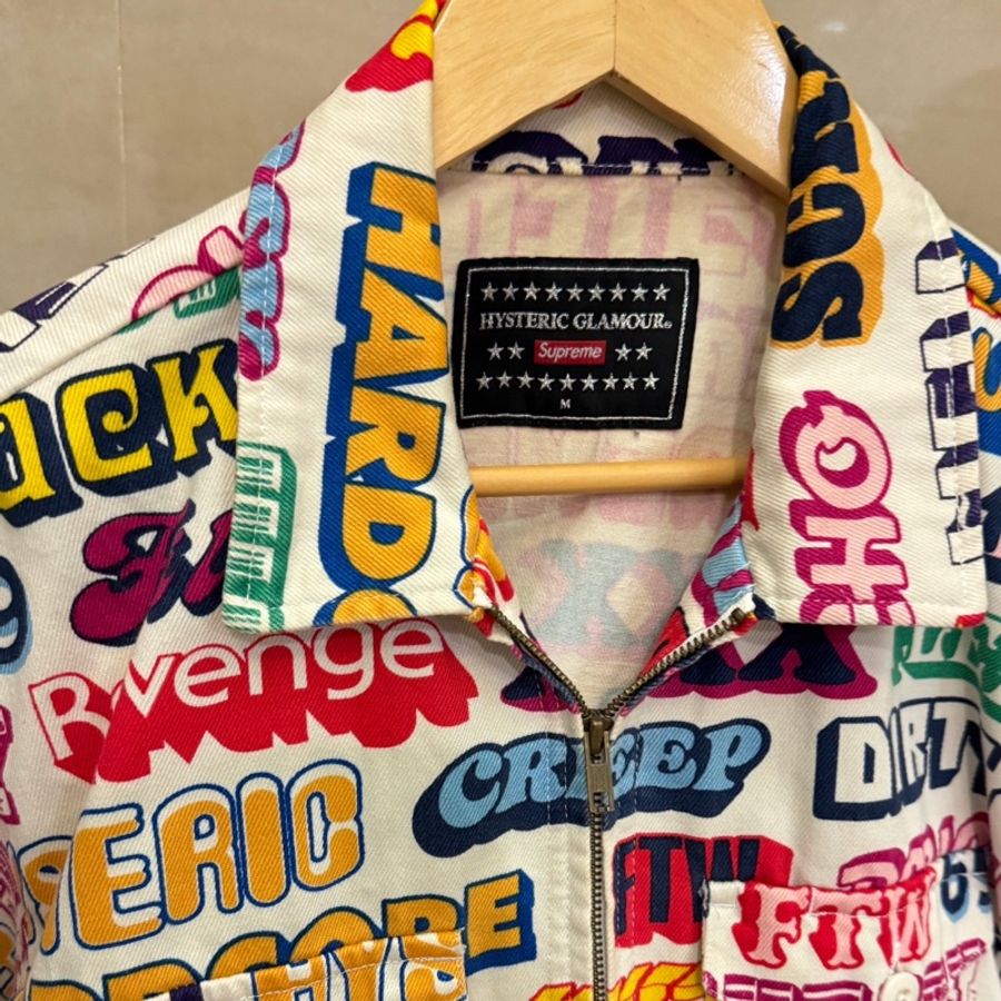 [絕版聯名] Supreme x Hysteric Glamour 限量版跨界聯名 九成新 文字圖案牛仔外套 ＃實穿收藏兩相宜-6