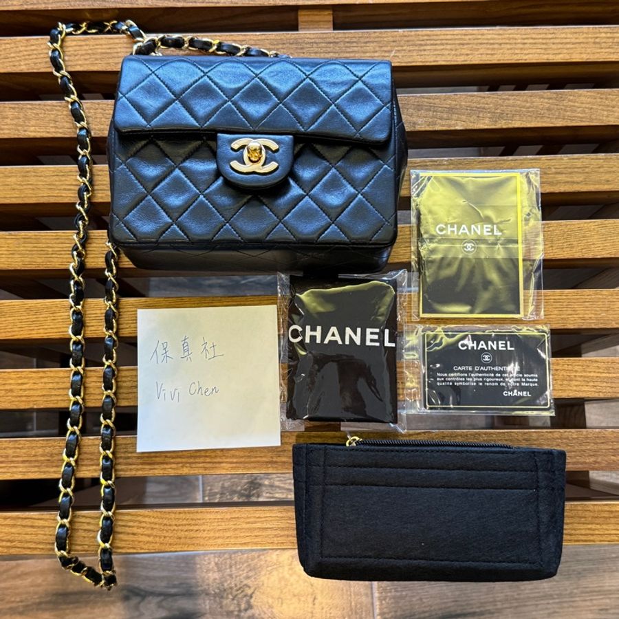 Chanel 黑色方胖 羊皮 9成新-3