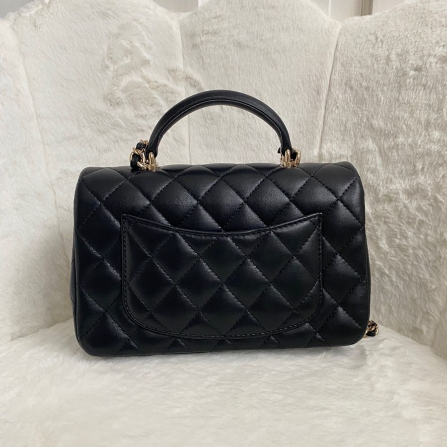 (已售出)全新全配 chanel香奈兒經典黑金 cf handle 包 20cm-6