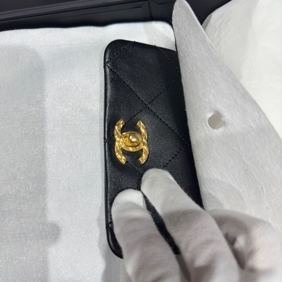 Chanel 香奈兒金幣後背包 鏈條後背包晶片款 附購證 小背包 鏈條包 小牛皮金屬黑-9