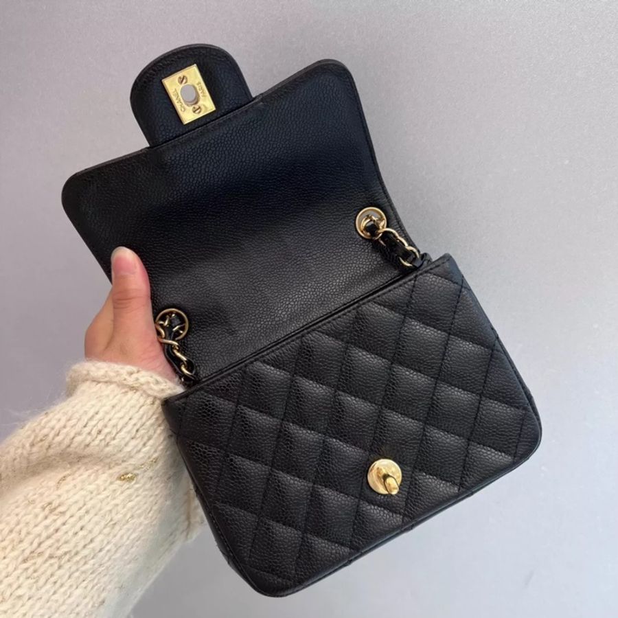 Chanel Caviar 17cm 牛皮方胖-5